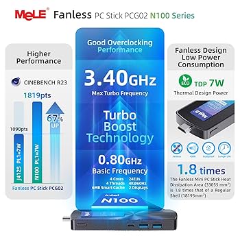 Amazon.com: MeLE PCG02 Fanless Mini PC Stick NO OS, 12th